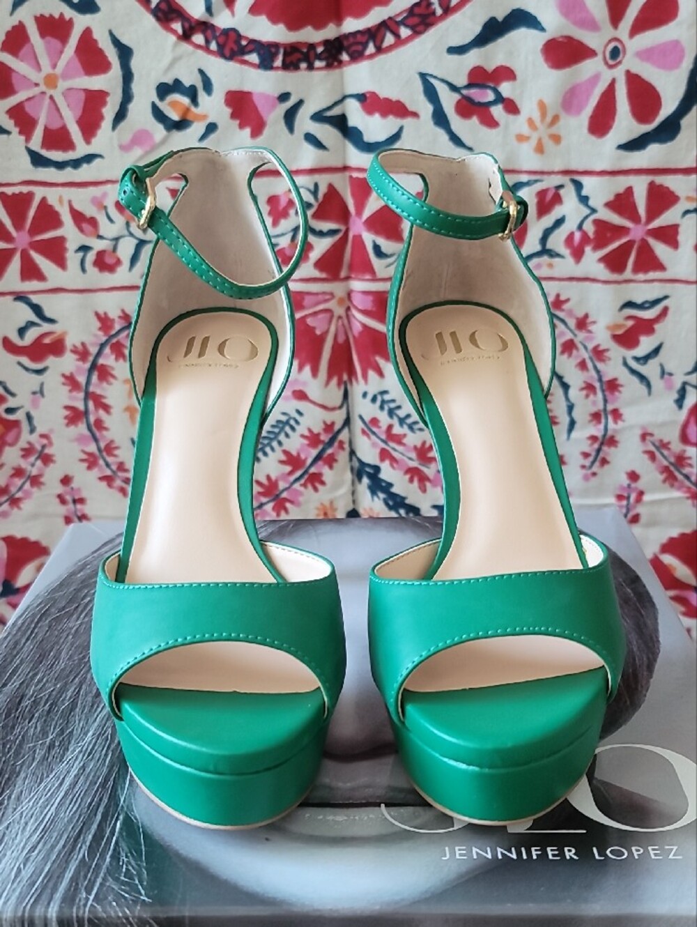 NWT J Lo Whimsgoth Emerald Open Toe Ankle-Strap Platform Stiletto Heel - Picture 3 of 14
